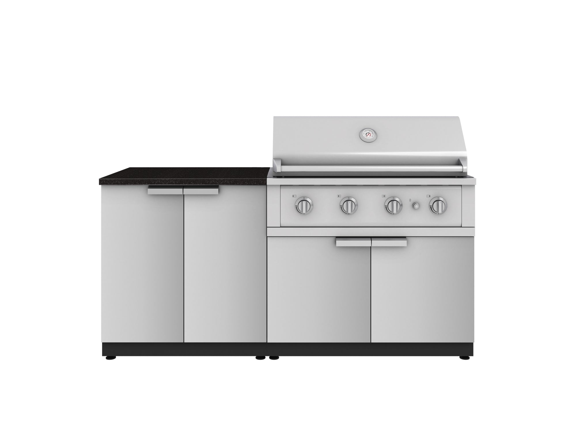 Outdoor Kitchen Stainless Steel 4 Piece Cabinet Set with 2 Door, Grill Cabinet, Performance Grill and Countertop