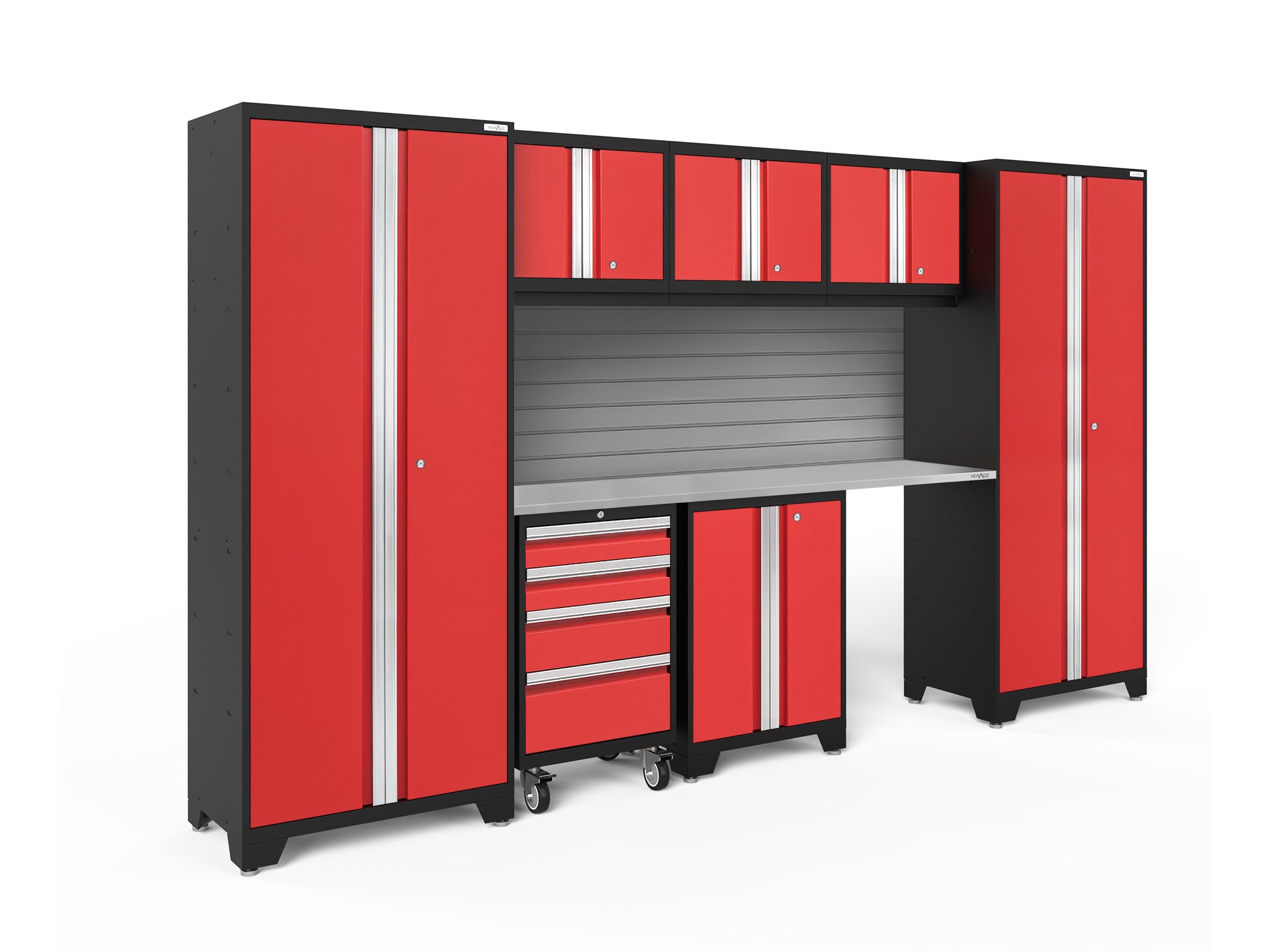 Bold Series Red 8 Piece Cabinet Set