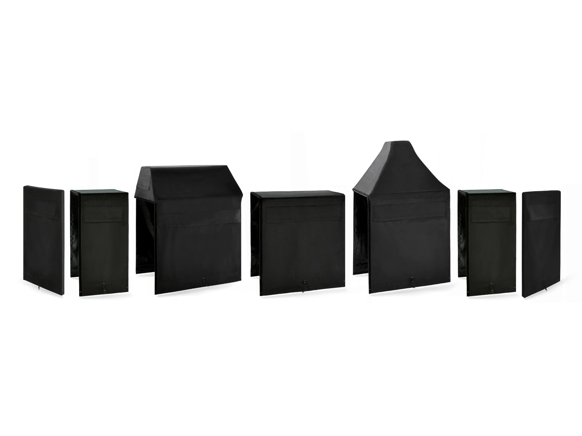 Outdoor Kitchen Cabinet Signature Cover Bundle: Platinum Grill, 36 in. Cabinet, Kamado, (2) 18 in. Cabinet, Right/Left End Panel