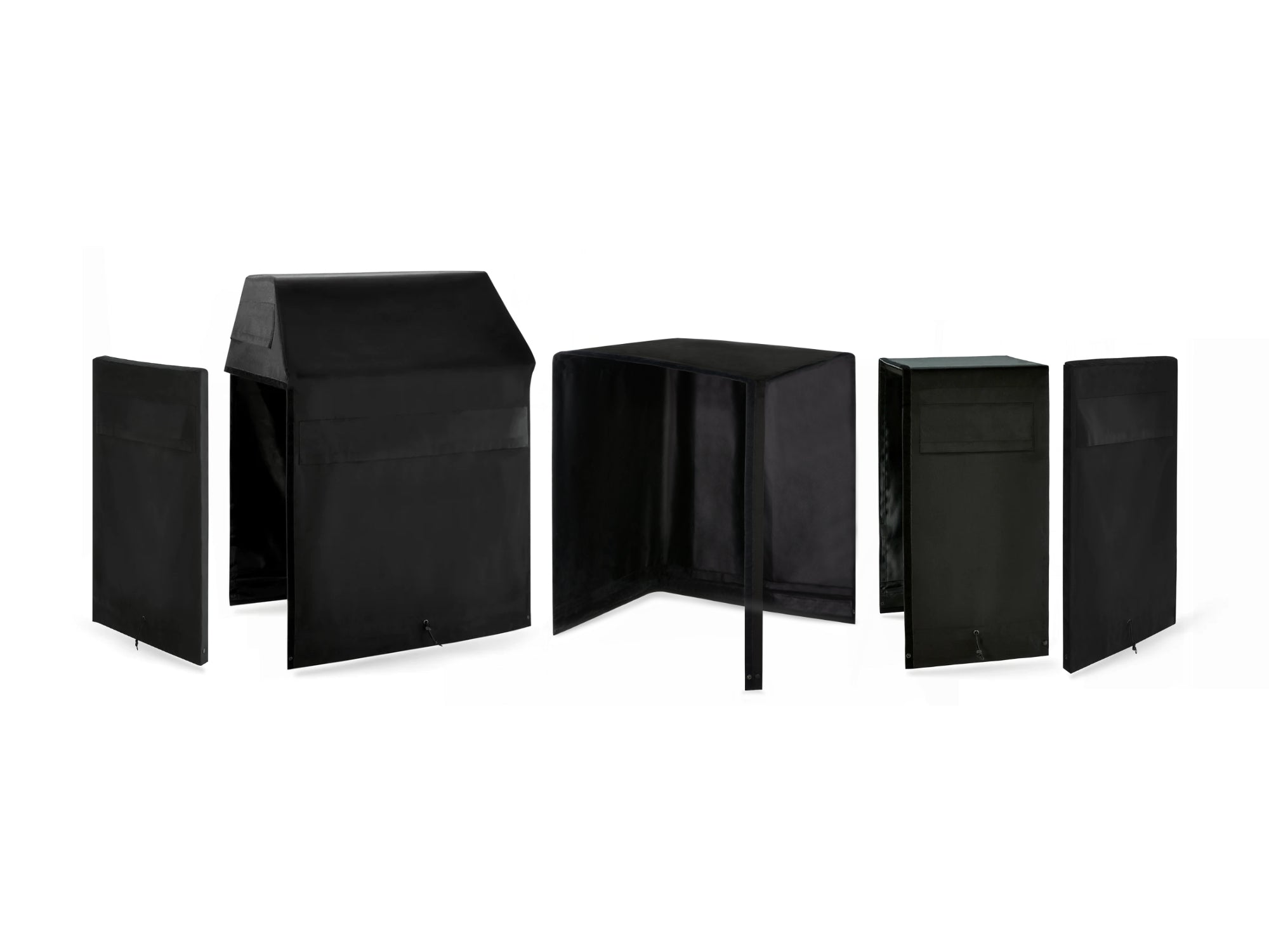 Outdoor Kitchen Cabinet Signature Cover Bundle: Platinum Grill, 90° Corner Cabinet, 18 in. Cabinet, Right/Left End Panel