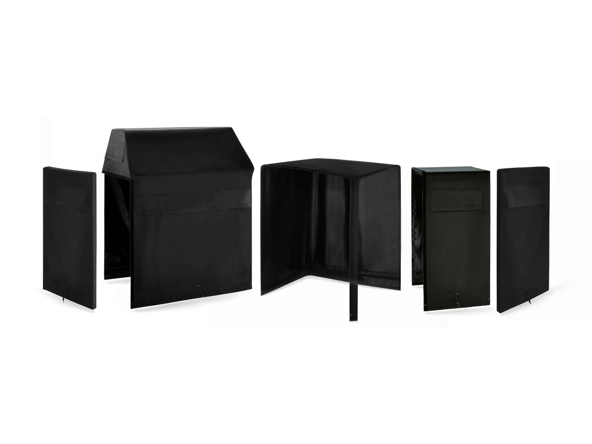 Outdoor Kitchen Cabinet Signature Cover Bundle: Platinum Grill, 90° Corner Cabinet, 18 in. Cabinet, Right/Left End Panel