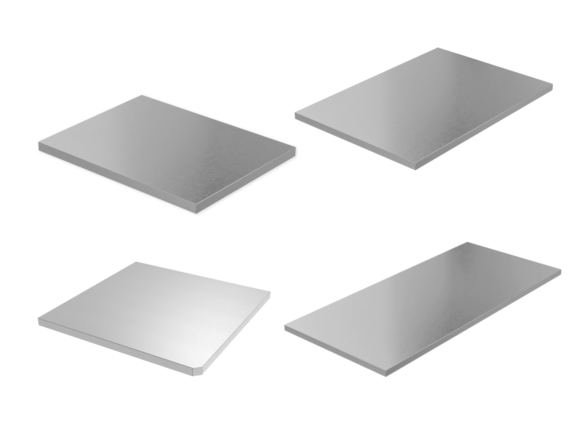 Signature Outdoor Kitchen Cabinet Stainless Steel Countertop Bundle: (1) 18 in. 1 Side Extended , 36 in. Countertop, 90 Degree Corner Countertop, 54 in. 1 Side Extended