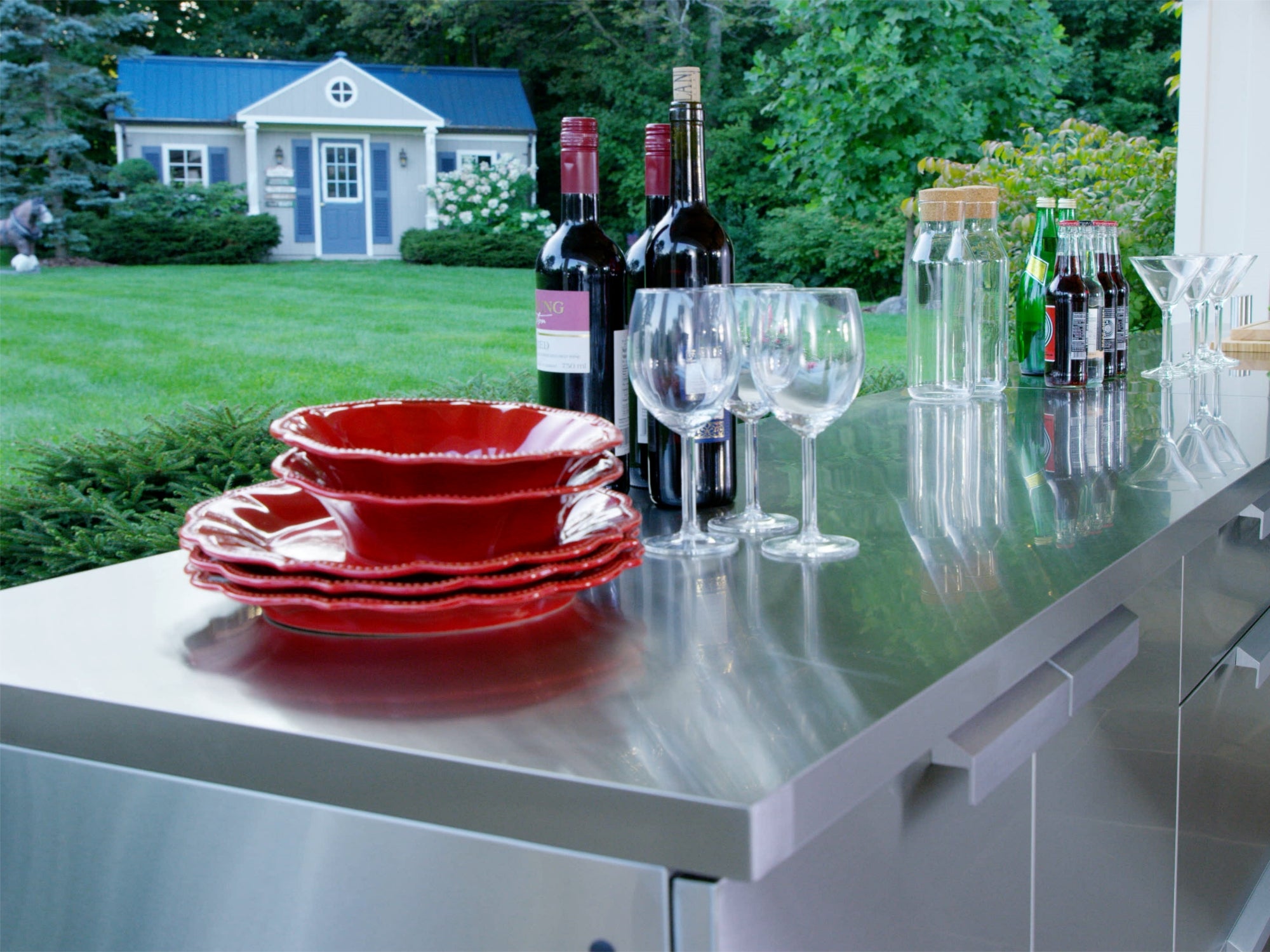 Signature Outdoor Kitchen Cabinet Stainless Steel Countertop Bundle: (1) 18 in. Countertop, (1) 18 in Countertop 1-Side Extended