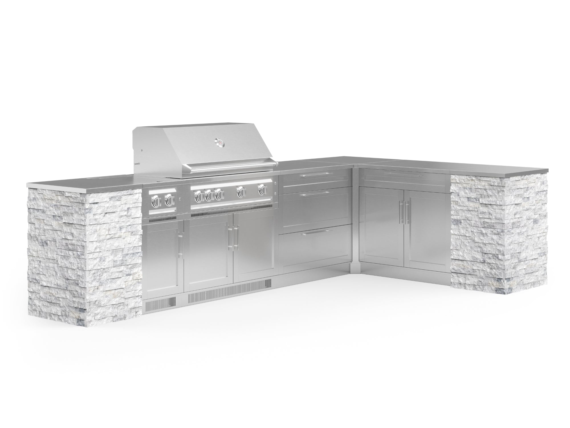 White Crystal Marble / 40 in. Platinum Grill (LP) / Stainless Steel