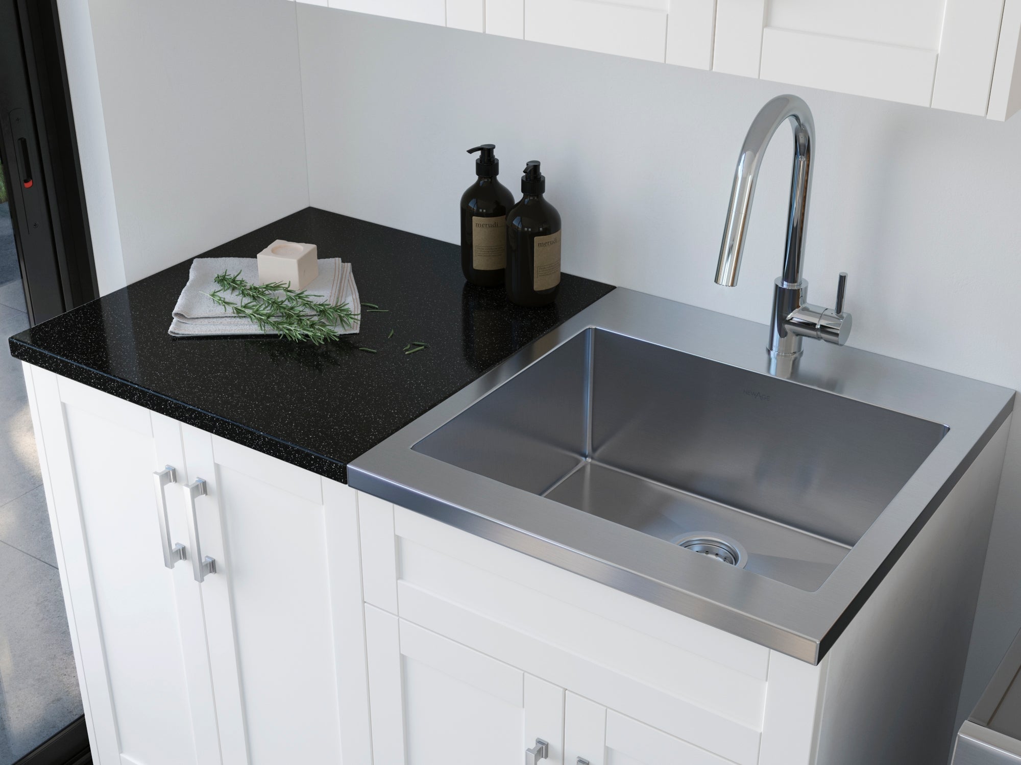 Engineered Stone Countertop (1 x 19.6 in. Countertop, 1 x 25.6 in. Countertop)