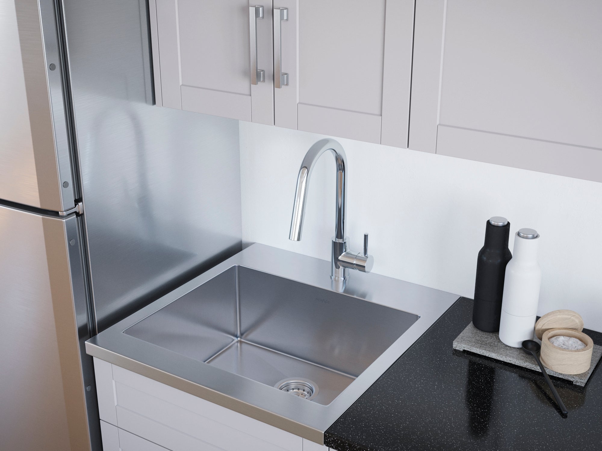Engineered Stone Countertop (1 x 19.6 in. Countertop, 1 x 25.6 in. Countertop)