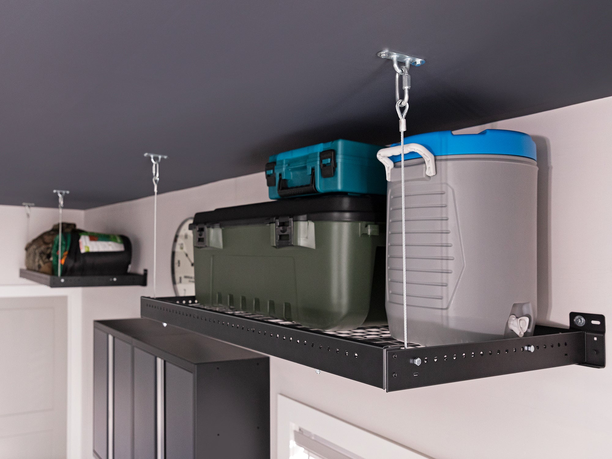 Pro Series 16 Piece Cabinet Set with Lockers, Wall, Tool Drawer, Base, Corner Wall Cabinet and 56 in. Worktop