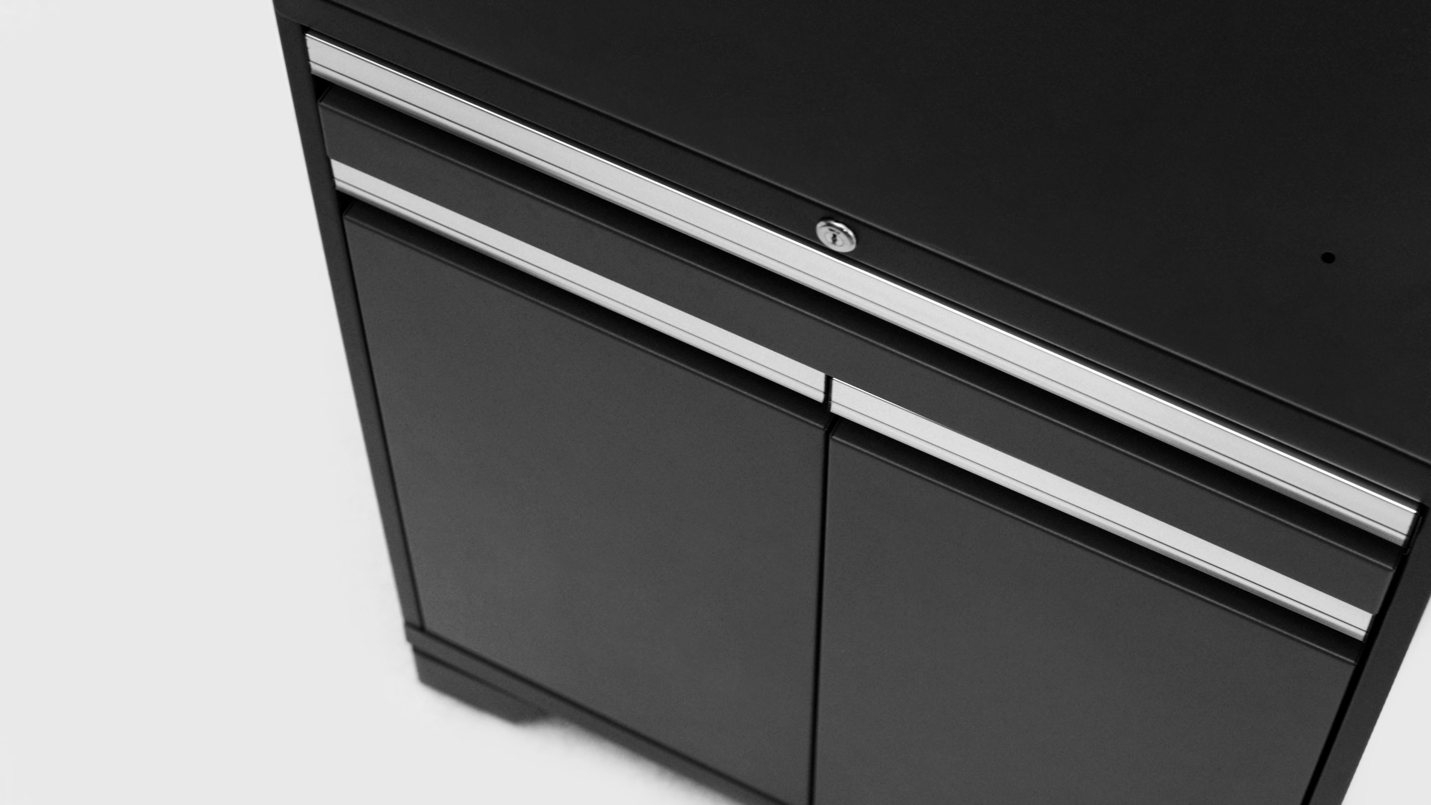 Pro Series 16 Piece Cabinet Set with Lockers, Wall, Tool Drawer, Base, Corner Wall Cabinet and 56 in. Worktop