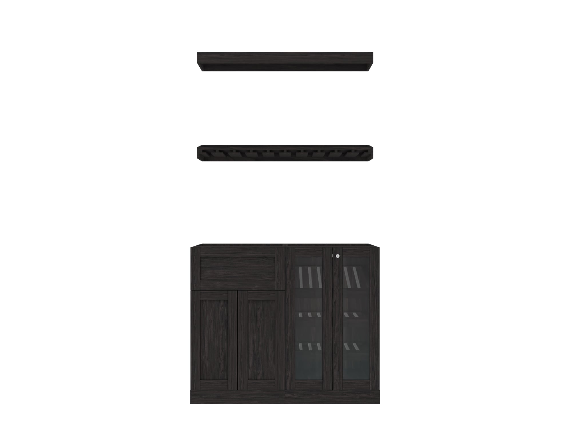 Home Bar 4 Piece Cabinet Set with Display Cabinet - 21 in.