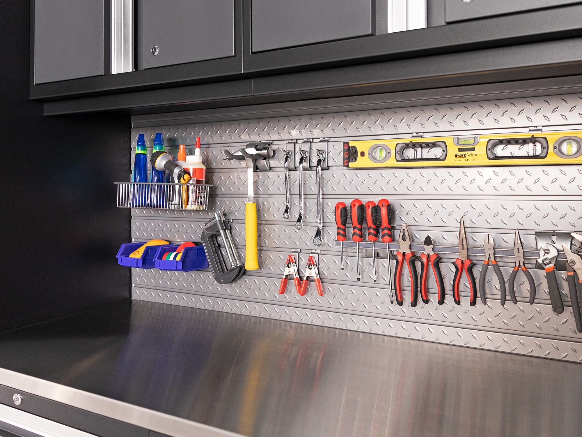 Pro Series 14 Piece Cabinet Set with Lockers, Base, Wall, Tool Drawer, Multi-Function Cabinets and 56 in. Worktop