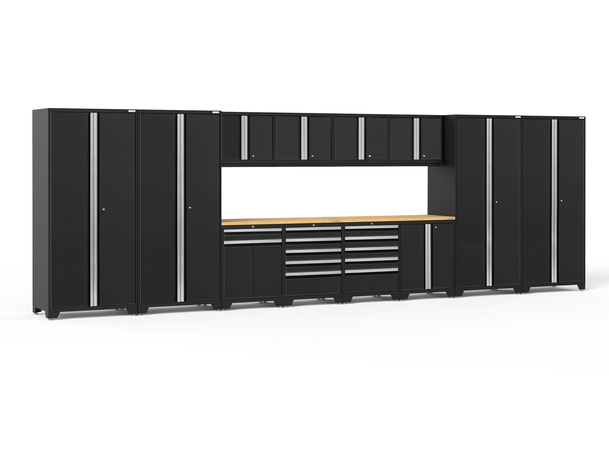 Pro Series 14 Piece Cabinet Set with Lockers, Base, Wall, Tool Drawer, Multi-Function Cabinets and 56 in. Worktop