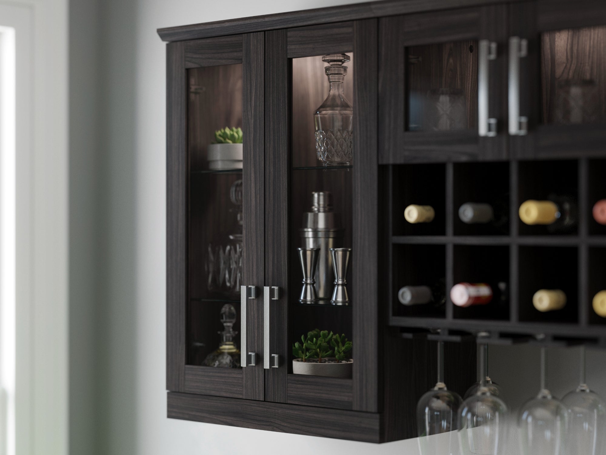 Home Bar Short Wall Cabinet - 21 in.