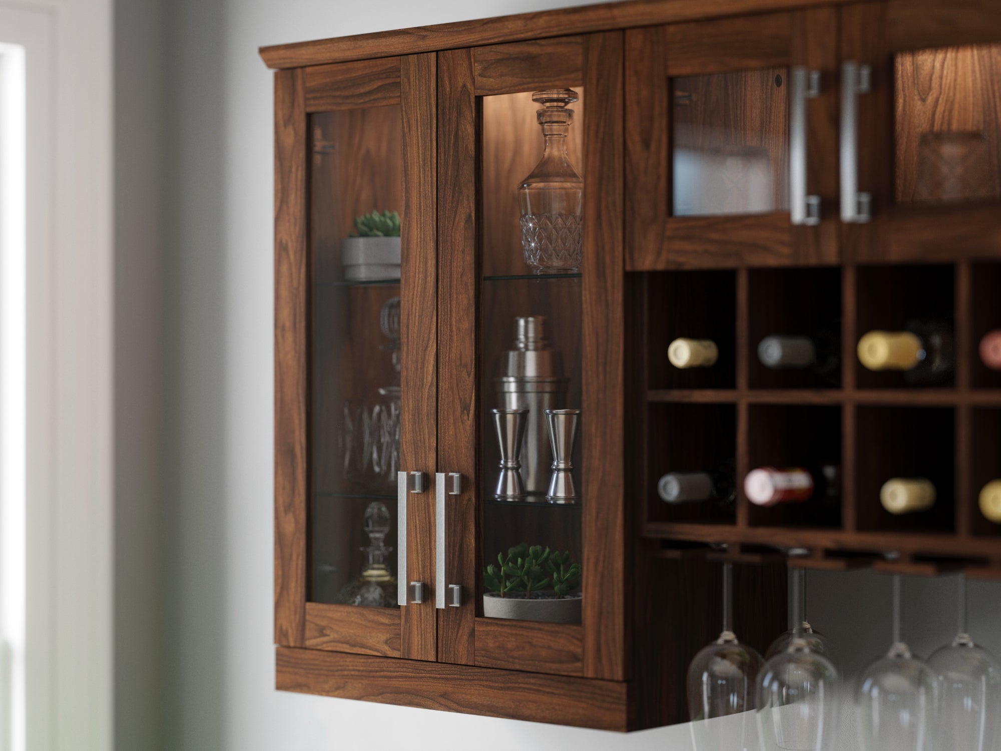 Home Bar Short Wall Cabinet - 21 in.
