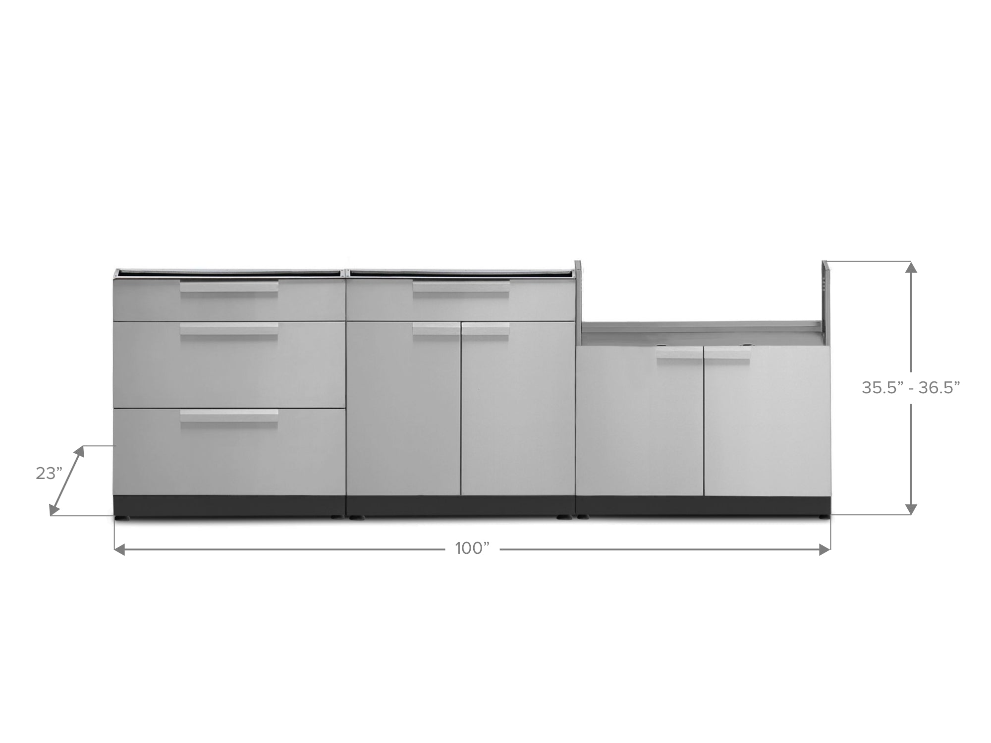 Outdoor Kitchen Stainless Steel 3 Piece Cabinet Set with 3-Drawer, Bar and Grill Cabinet