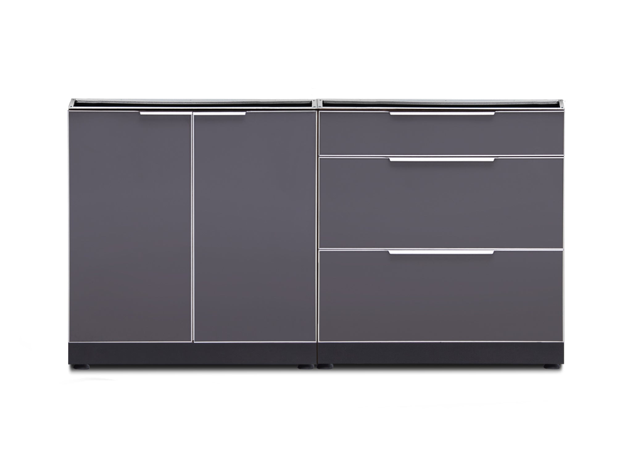 Outdoor Kitchen Aluminum 2 Piece Cabinet Set with 3-Drawer and 2-Door Cabinet