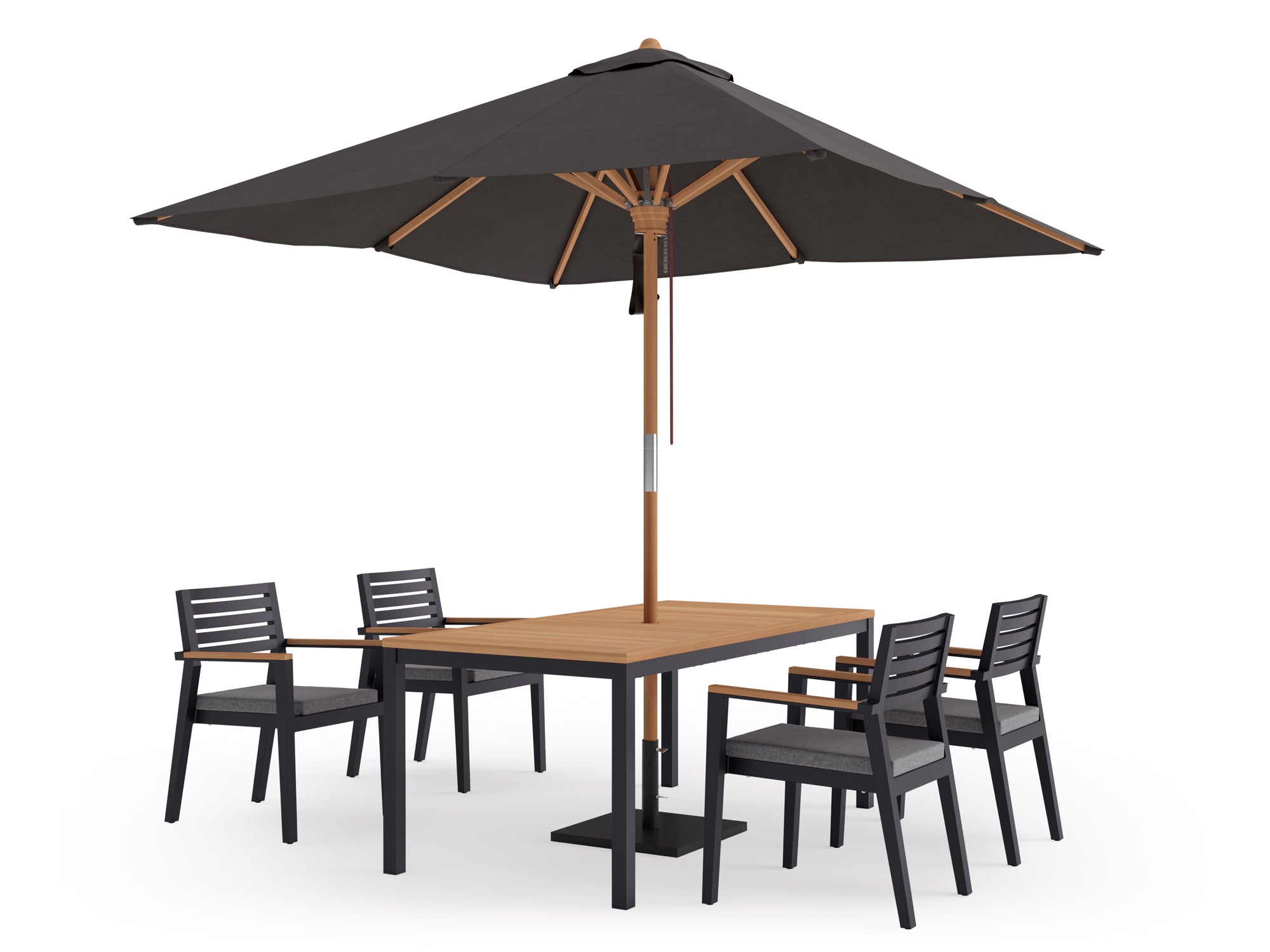 Rhodes 4 Seater Dining Set with 72 in. Table and Umbrella