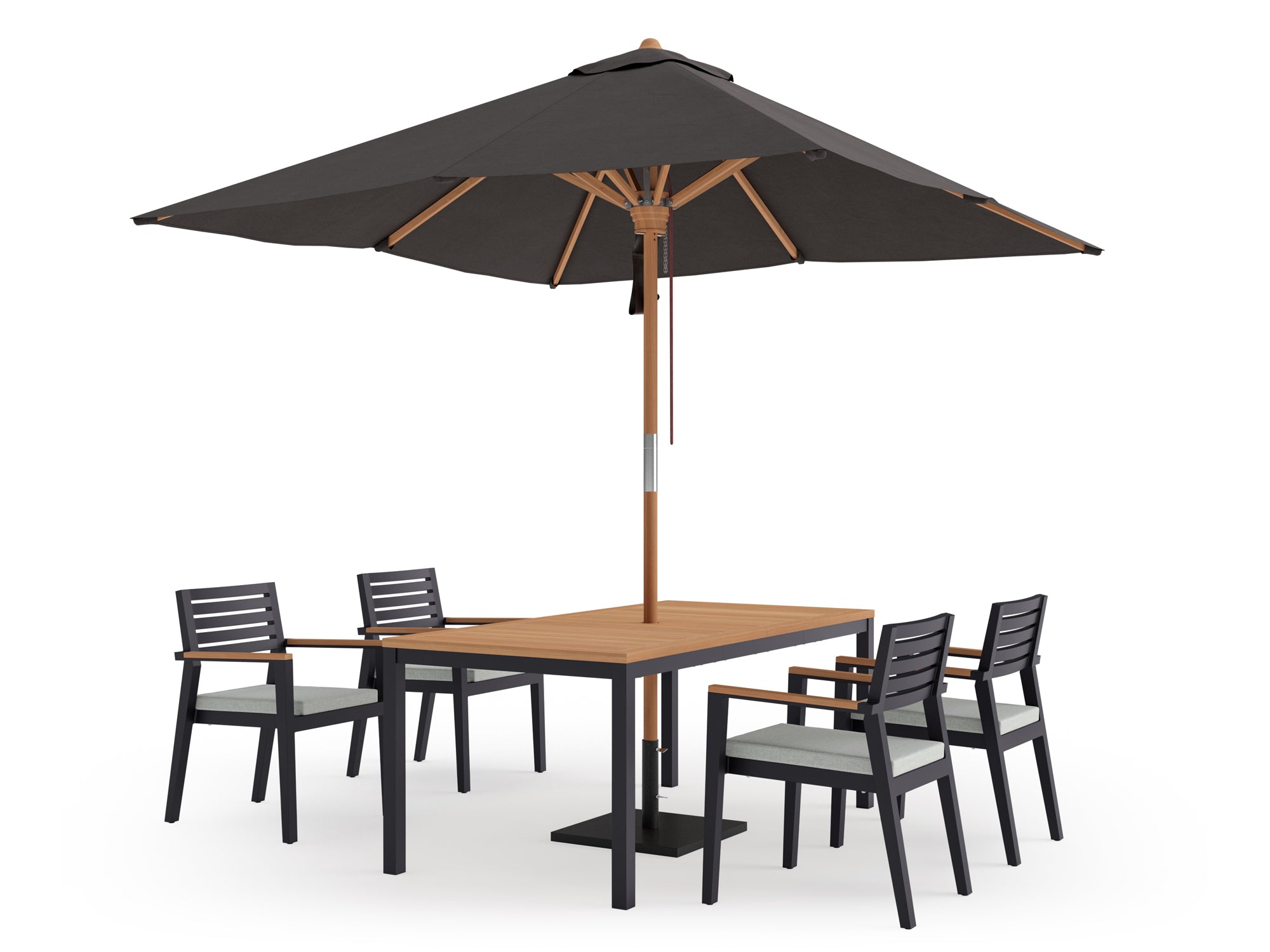 Rhodes 4 Seater Dining Set with 72 in. Table and Umbrella