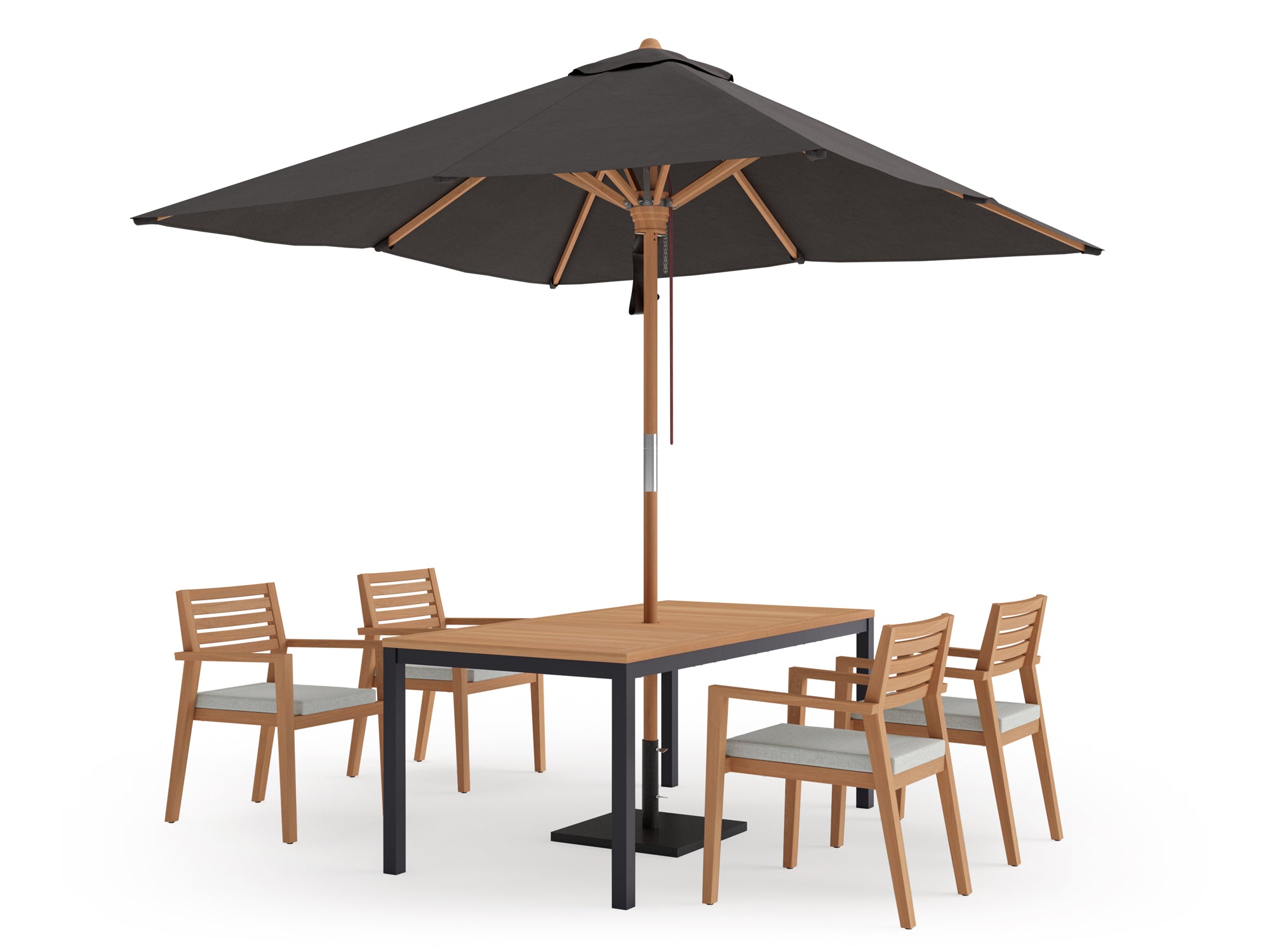 Rhodes 4 Seater Dining Set with 72 in. Table and Umbrella
