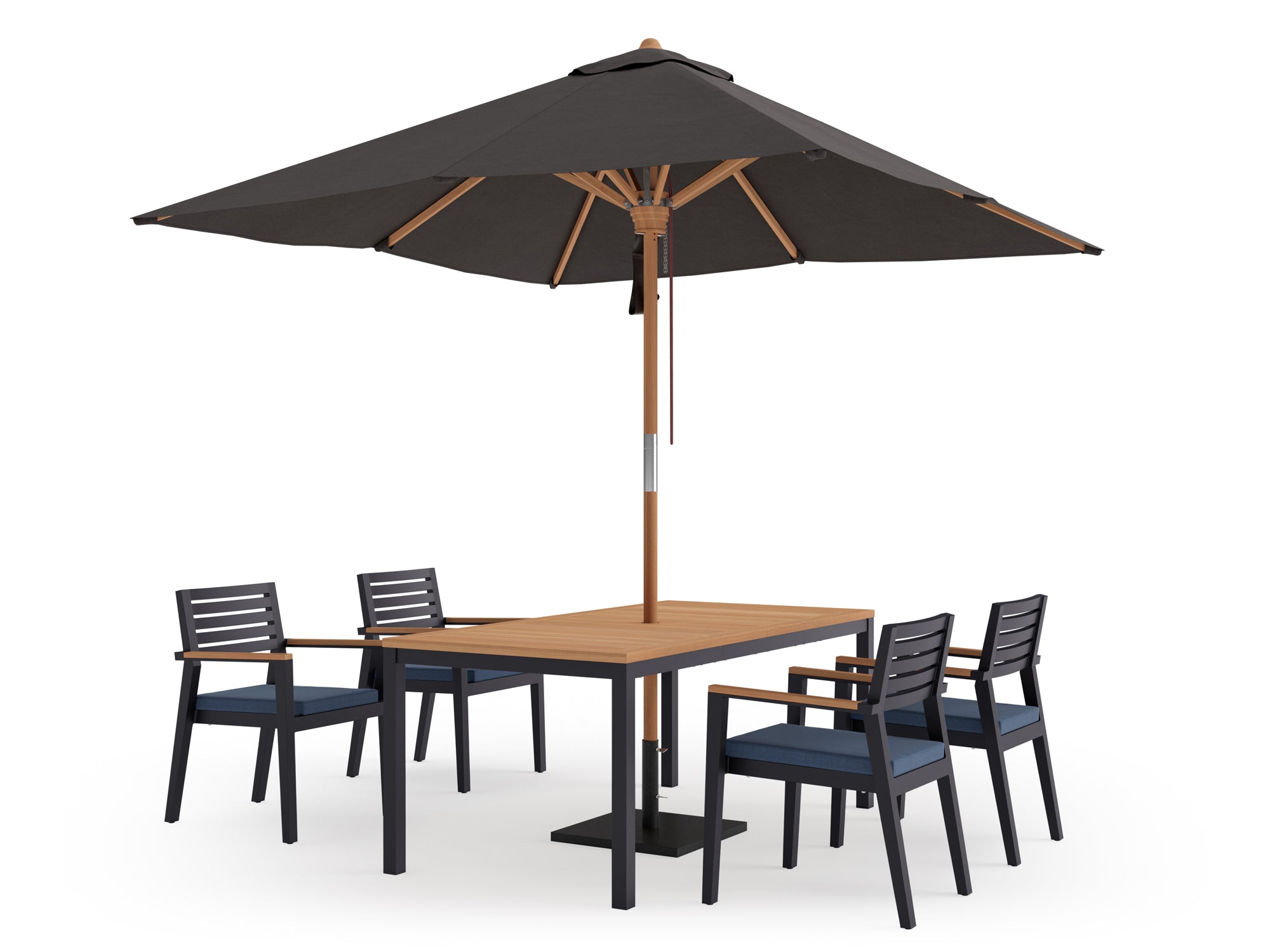 Rhodes 4 Seater Dining Set with 72 in. Table and Umbrella