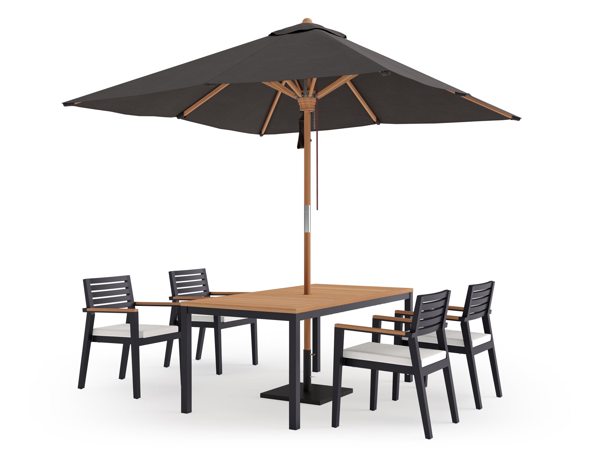 Rhodes 4 Seater Dining Set with 72 in. Table and Umbrella