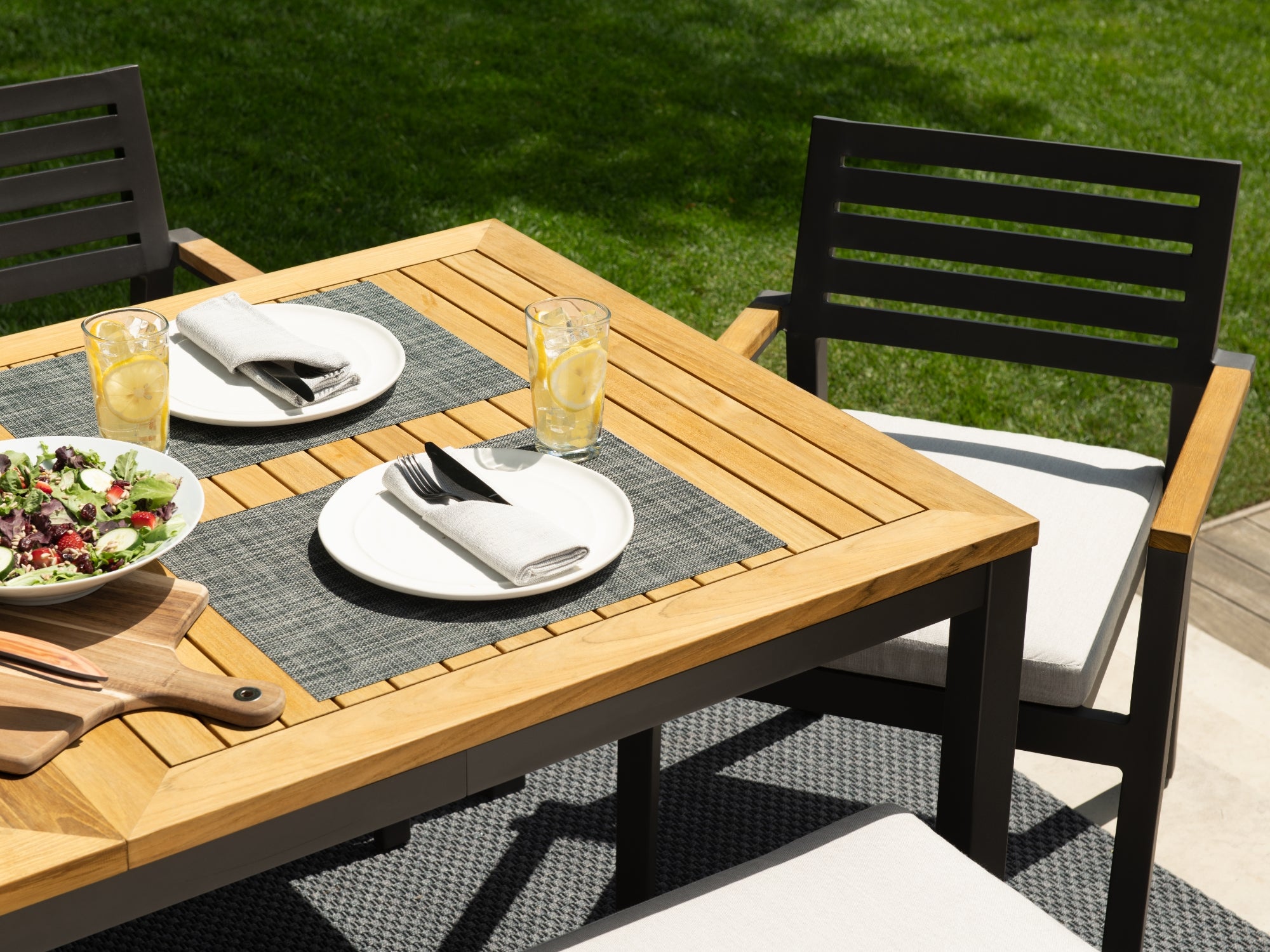 Rhodes 4 Seater Dining Set with 72 in. Table and Umbrella