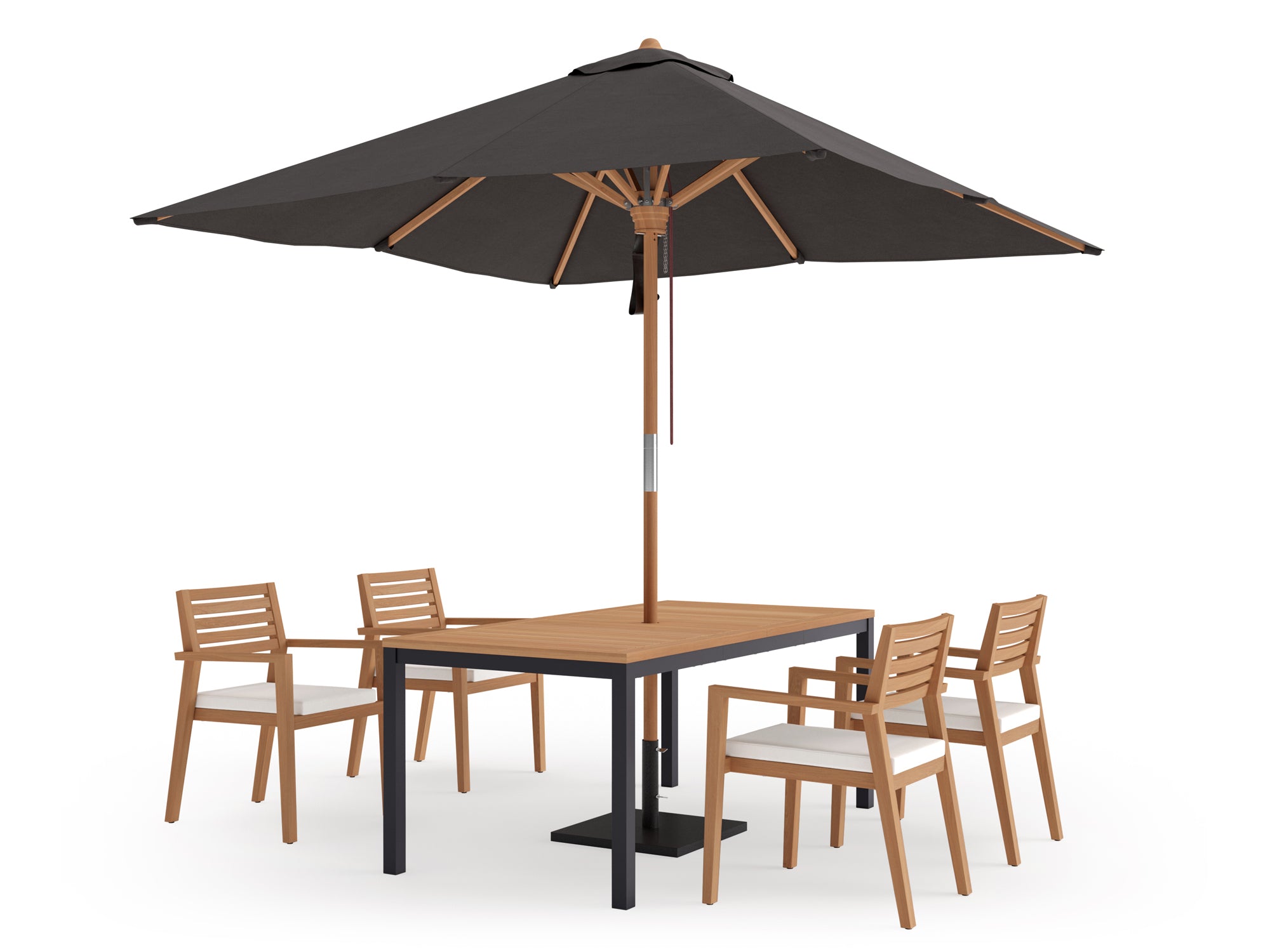Rhodes 4 Seater Dining Set with 72 in. Table and Umbrella