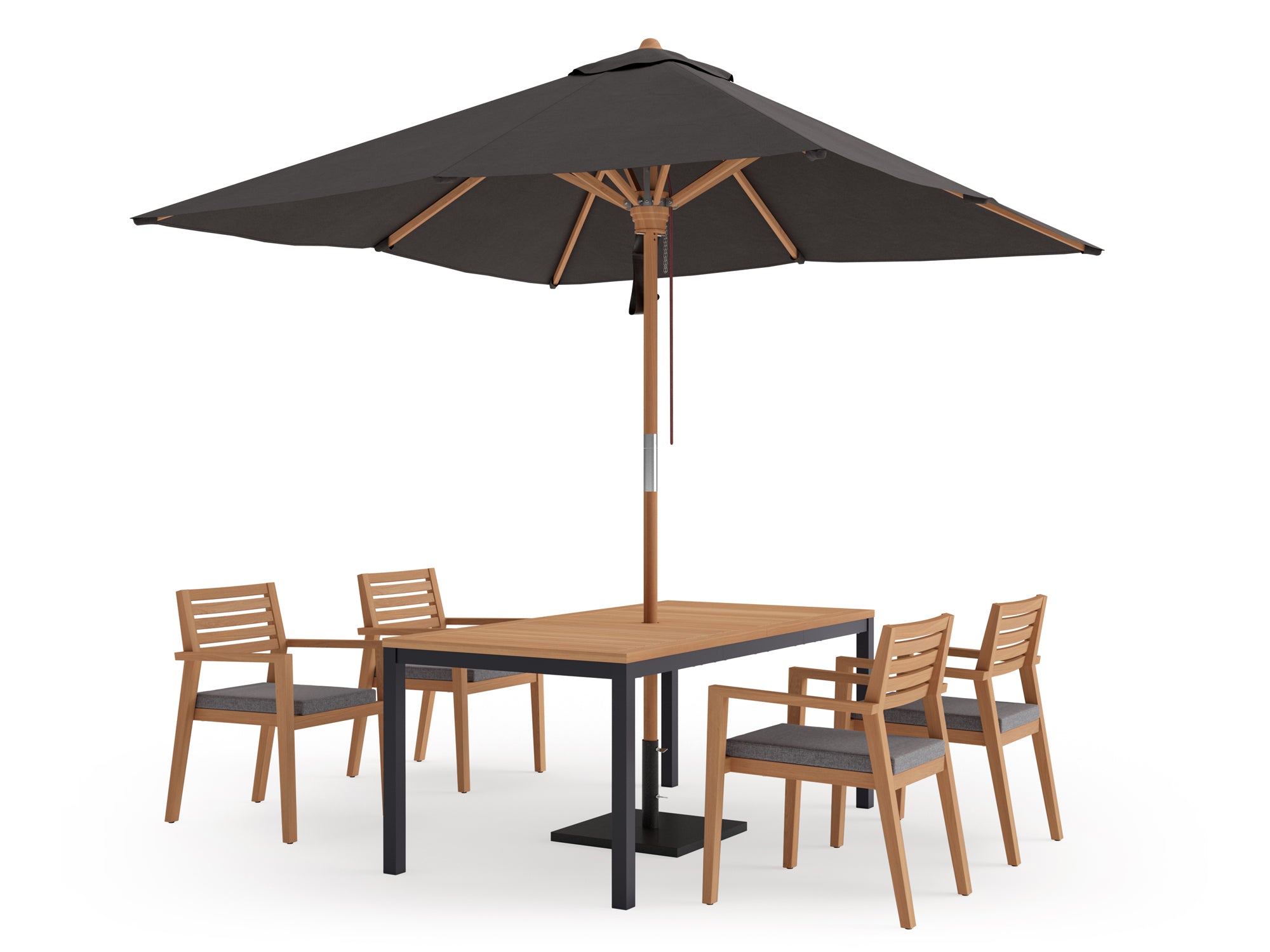 Rhodes 4 Seater Dining Set with 72 in. Table and Umbrella