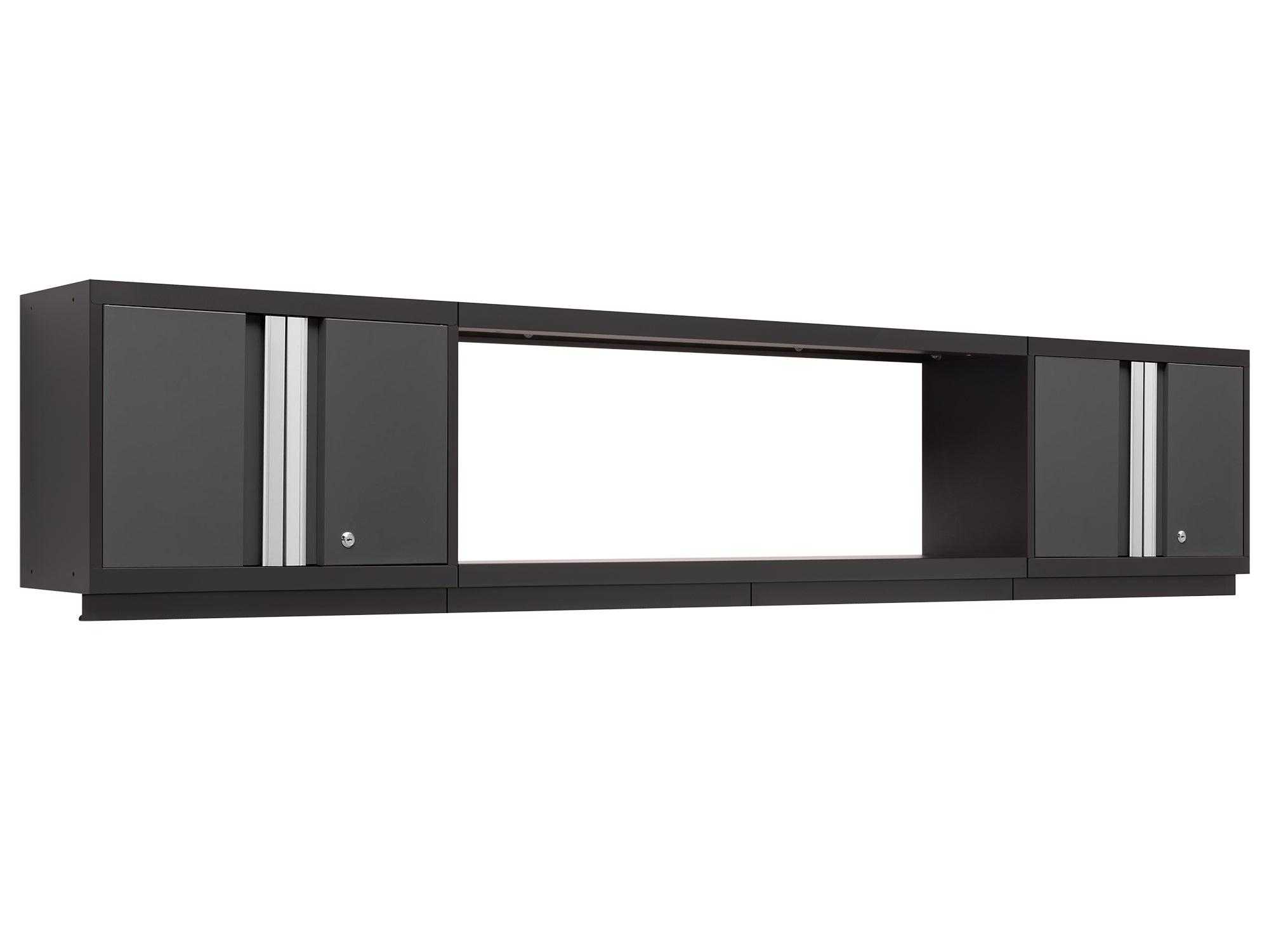 Bold Series 3 Piece Cabinet Set with Wall Cabinets and 48. in Display Shelf